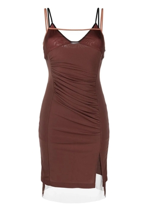 Helmut Lang draped front-slit mini dress - Brown