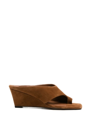 SANDRO square-toe suede sandals - Brown