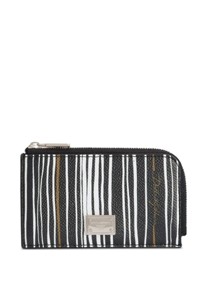 Dolce & Gabbana stripe-print card holder in calfskin - Black
