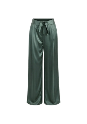 The Sei pleated satin-finish trousers - Green
