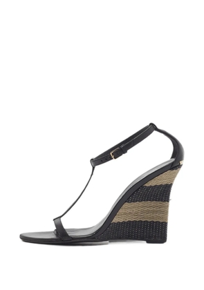 Burberry Pre-Owned T-strap wedge sandals - Black