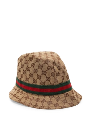 Gucci Pre-Owned Web-stripe GG monogram bucket hat - Neutrals