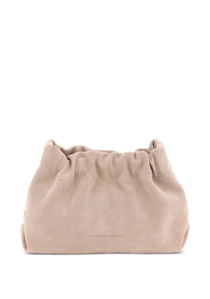 Brunello Cucinelli gathered suede clutch bag - Neutrals
