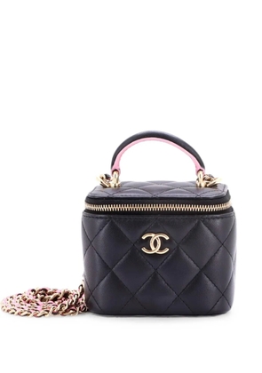 CHANEL Pre-Owned Classic Top Handle Vanity Case with Chain Quilted Lambskin Mini crossbody bag - Black