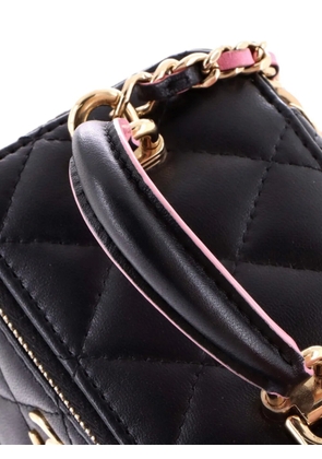CHANEL Pre-Owned Classic Top Handle Vanity Case with Chain Quilted Lambskin Mini crossbody bag - Black