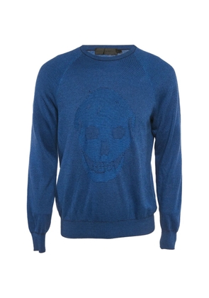 Alexander McQueen Pre-Owned skull-embossed sweater - Blue