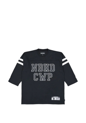 Neighborhood logo-print striped-sleeve football T-shirt - Black