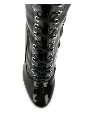 Moschino lace-up thigh high boots - Black