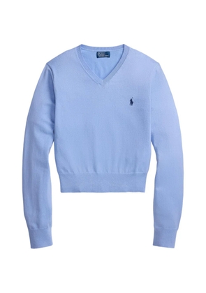 Polo Ralph Lauren embroidered-logo V-neck sweater - Blue