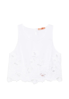 Ermanno Scervino floral-embroidered scalloped top - White