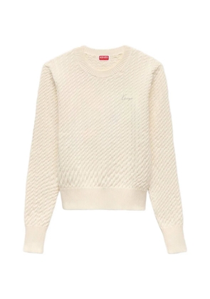 Kenzo cable-knit logo-embroidered sweater - Neutrals