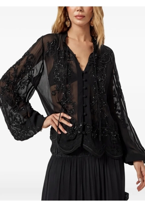 SCARLETT POPPIES beaded buttoned blouse - Black