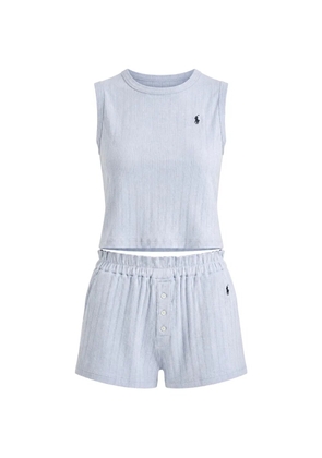 Polo Ralph Lauren ribbed-knit logo-embroidered pajamas - Blue