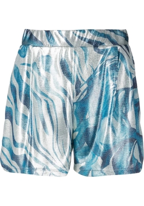 Alberta Ferretti metallic swirl print shorts - Blue