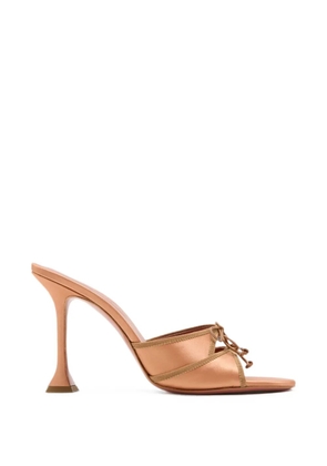 Amina Muaddi bow-detail satin sandals - Neutrals