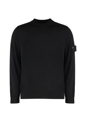 Stone Island logo-patch virgin wool sweater - Black