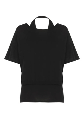 Kangra tie-neck cotton T-shirt - Black