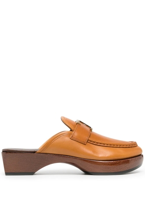 Tod's logo-plaque leather mules - Brown