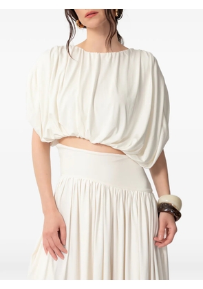 CONCEPTO Vela cropped gathered top - Neutrals