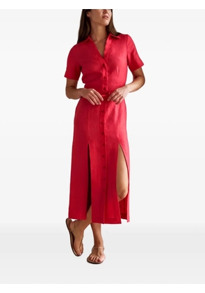 HEVRON Axel belted button-front midi dress - Red