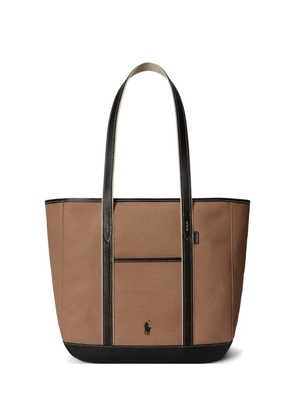 Polo Ralph Lauren leather-trim canvas tote bag - Brown