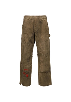 Paly Been Thru It distressed panelled trousers - Brown
