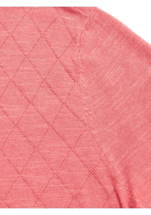 Blue de Gênes diamond-knit short-sleeve polo shirt - Pink
