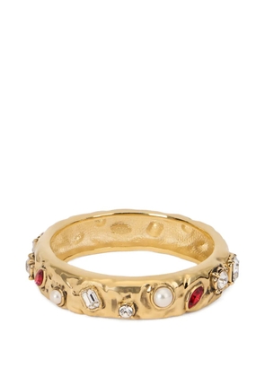 Roberto Cavalli crystal-embellished hammered bracelet - Gold