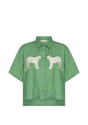 Carolina K leopard-embroidered shirt - Green