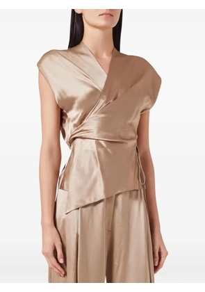 The Sei wrap-design sleeveless top - Neutrals