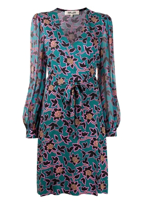 DVF Diane von Furstenberg floral-print silk wrap dress - Green