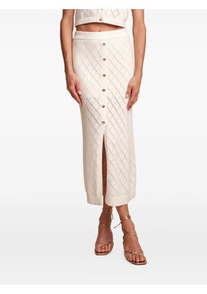 HEVRON Mia diamond-pattern midi skirt - Neutrals
