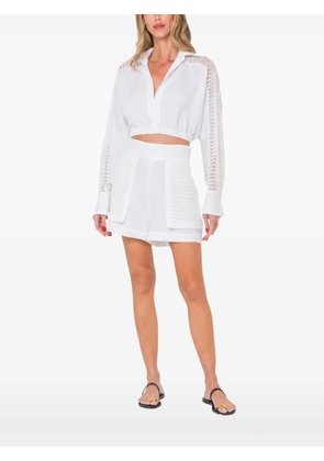 JBQ Elianne open-knit cropped blouse - White
