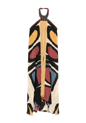 Volantis fringe-detail halterneck maxi dress - Black