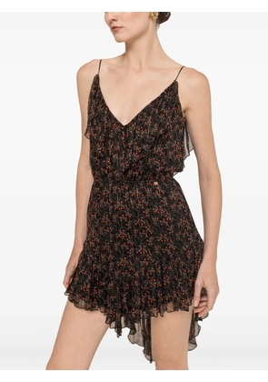 NISSA printed silk asymmetric mini dress - Black