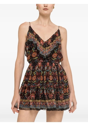 NISSA floral-print silk mini dress - Black