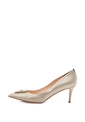 SJP by Sarah Jessica Parker crystal-embellished satin heeled pumps - Gold