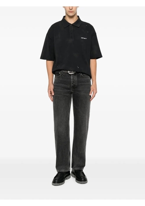 Carhartt WIP paint-splatter logo-embroidered polo shirt - Black