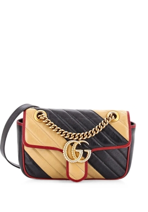 Gucci Pre-Owned GG Marmont Flap Bag Diagonal Quilted Leather Mini crossbody bag - Black