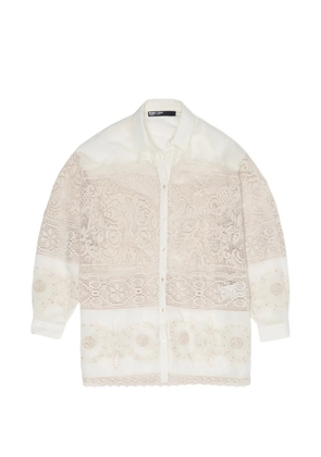 Bimba y Lola lace-panelled broderie-anglaise shirt - Neutrals