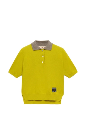 Marni yellow cashmere polo-shirt with contrast collar