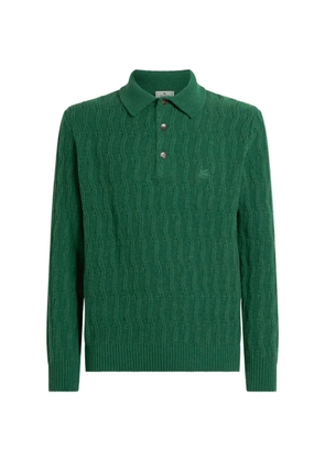 ETRO polo-style sweater in cashmere with wavy-motif - Green