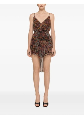 NISSA printed silk asymmetric mini dress - Black