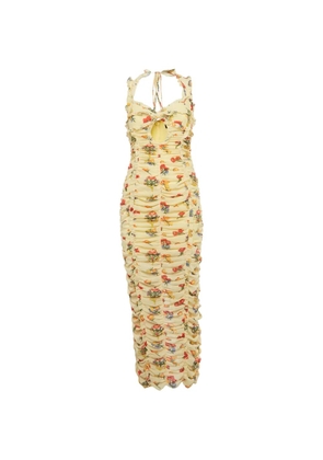 De La Vali floral-print ruched maxi dress - Yellow