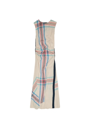 Bimba y Lola check-print fringed-trim maxi dress - Neutrals