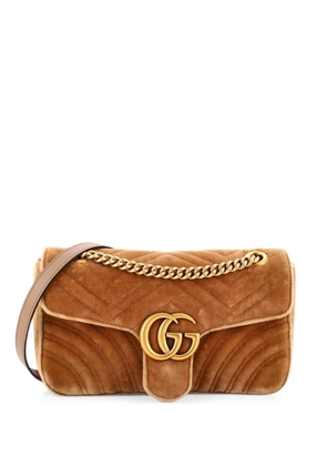 Gucci Pre-Owned GG Marmont Flap Bag Matelasse Velvet Small shoulder bag - Neutrals