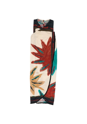 Bimba y Lola fringed floral-print midi wrap dress - Neutrals