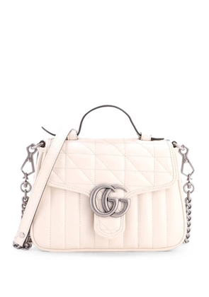 Gucci Pre-Owned GG Marmont Top Handle Flap Bag Mixed Matelasse Leather Mini satchel - Neutrals