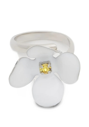Marni white enamel daisy ring - Silver