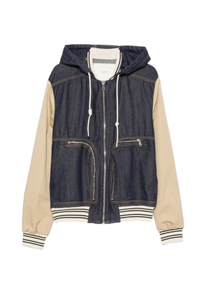 YES LONDON hooded panelled denim bomber jacket - Neutrals
